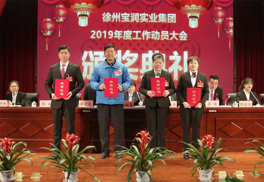 安博游戏官网2019年度工作动员大会---集团公司领导为先进单位和先进个人代表颁奖